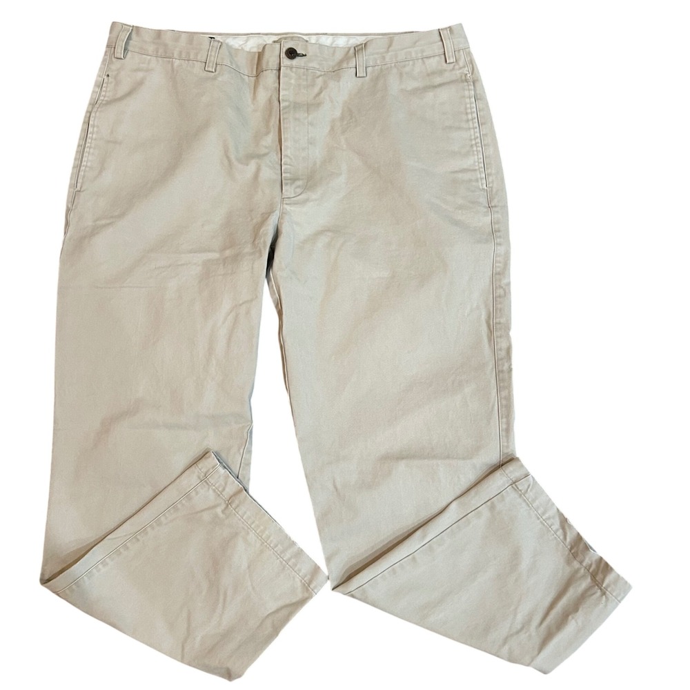 Orvis Chino Pants Mens Khaki Flat Front Straight Leg Cotton Trousers 42x30